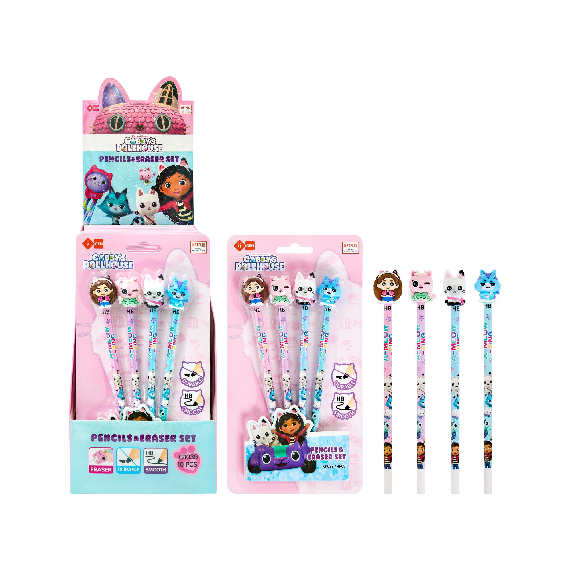 CONJUNTO DE LÁPIS GABBY'S DOLLHOUSE HB COM BORRACHA (4 PEÇAS) - 780-9264893