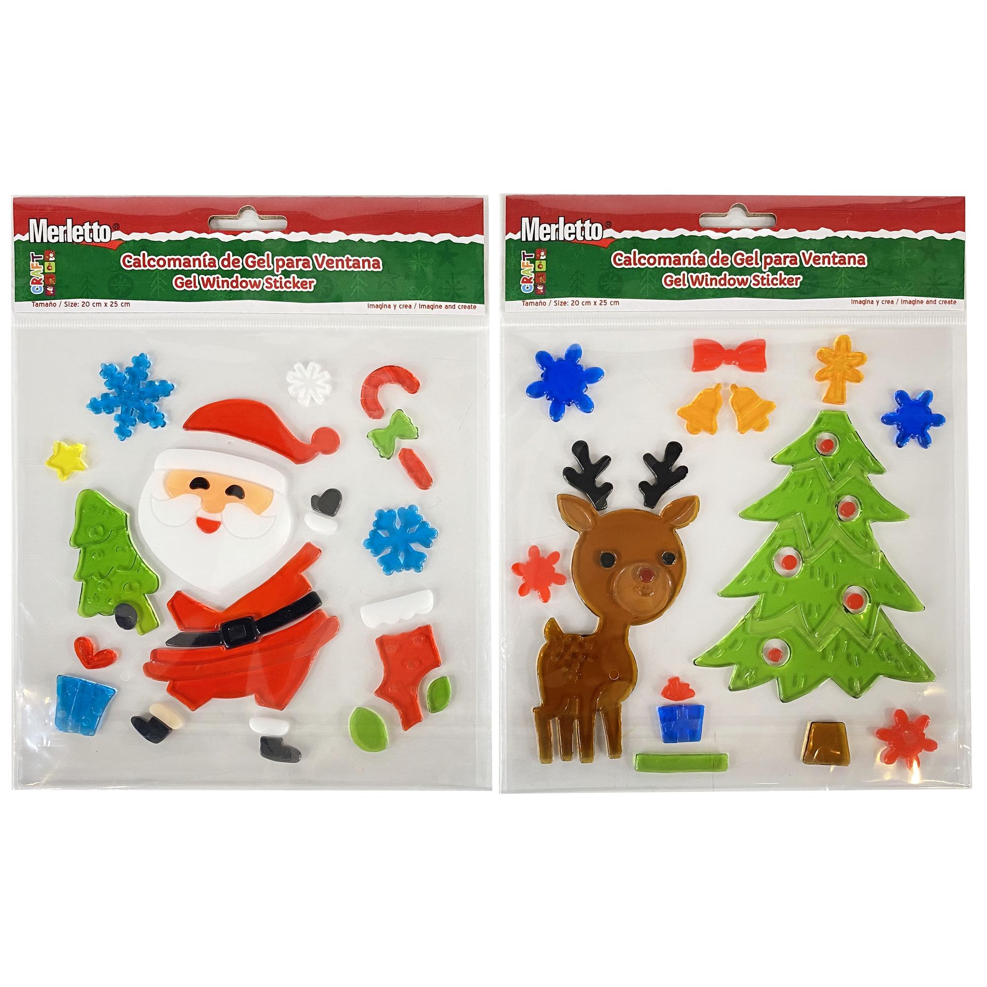 ADHESIVE GEL STICKER CHRISTMAS SANTA RENO - 784-7453852