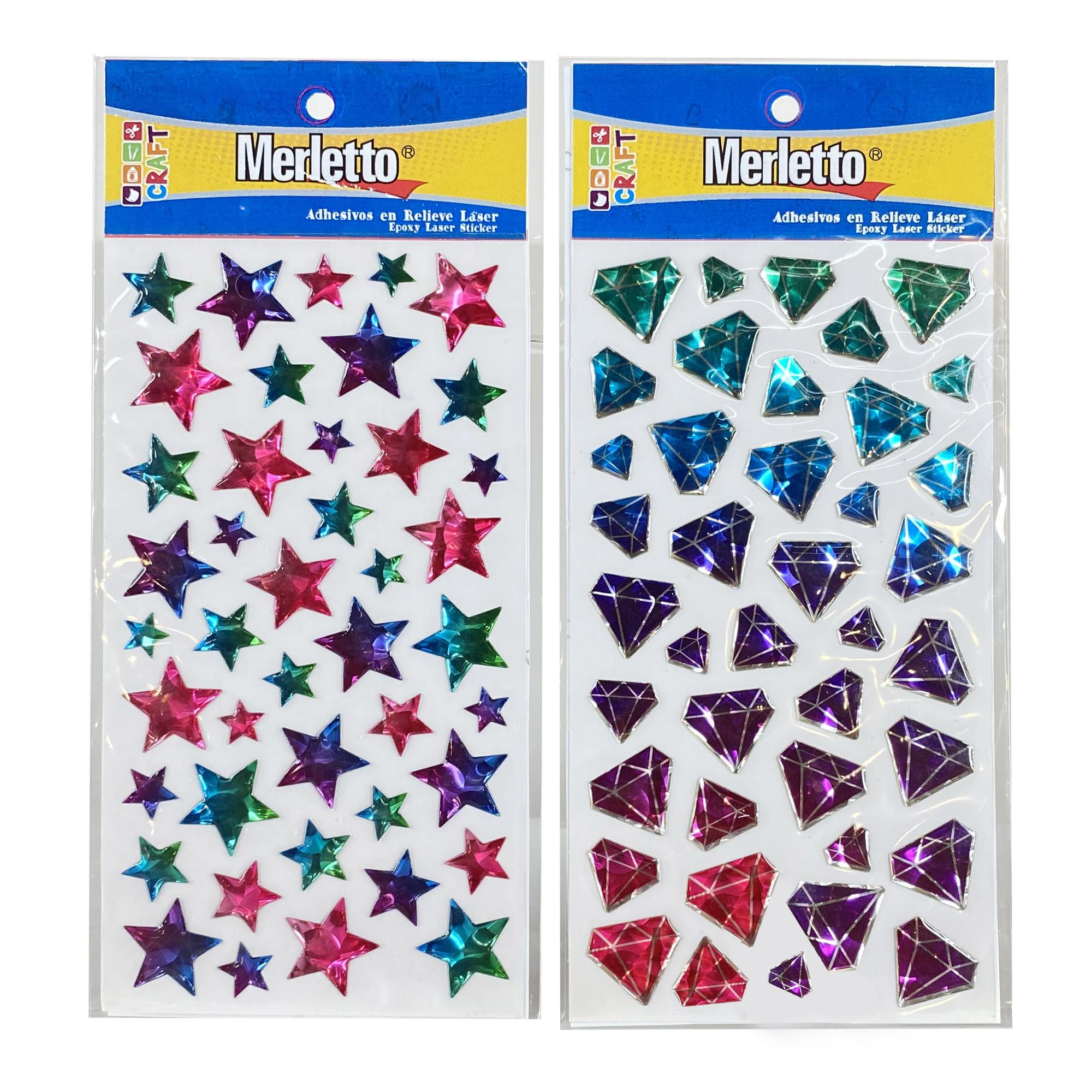 HOLOGRAPHIC STARS AND DIAMONDS STICKER - 785-6643665