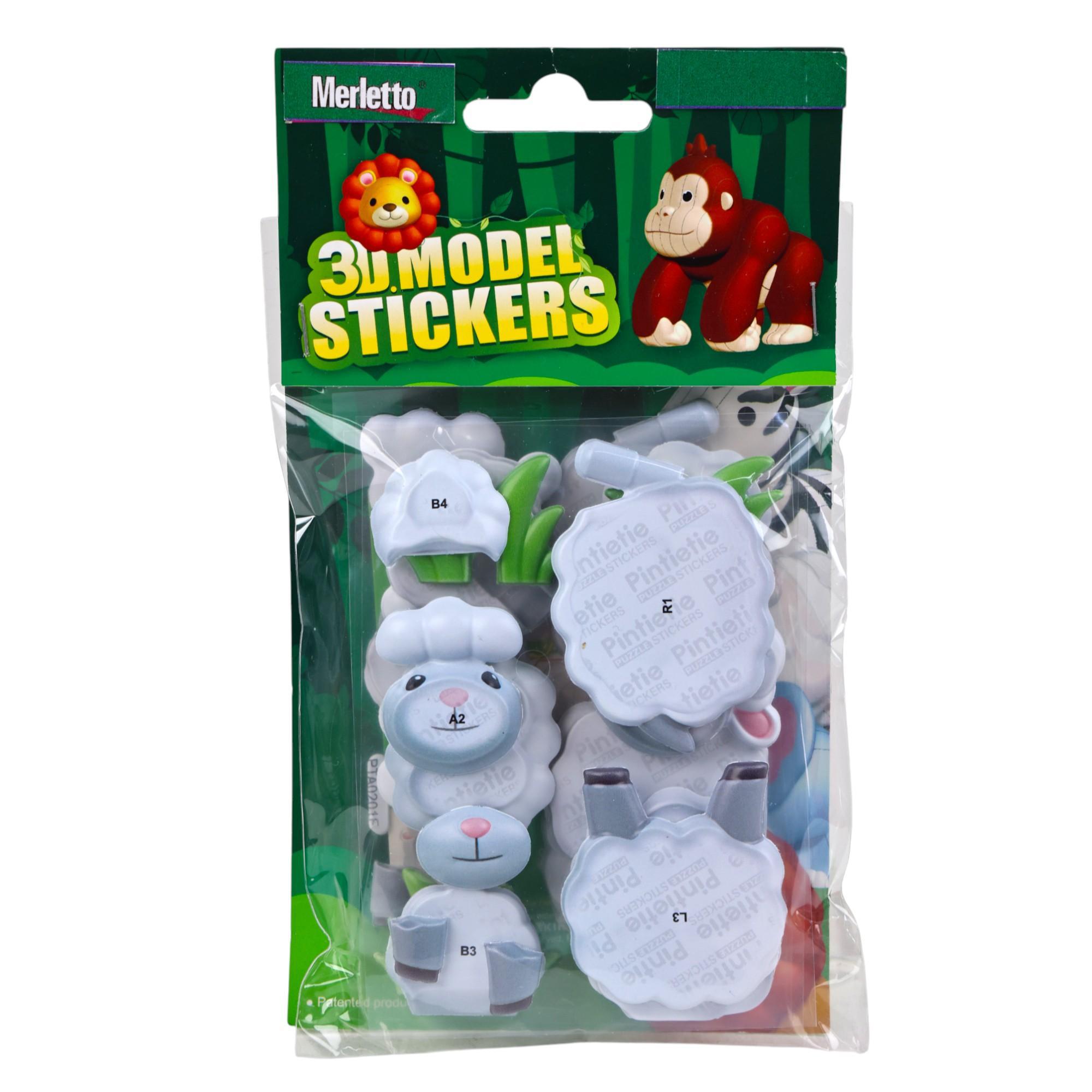 144PCSCTN 3D MODEL STICKERS INOPP BAG WITH CARD PACKING. DE - 785-6644554