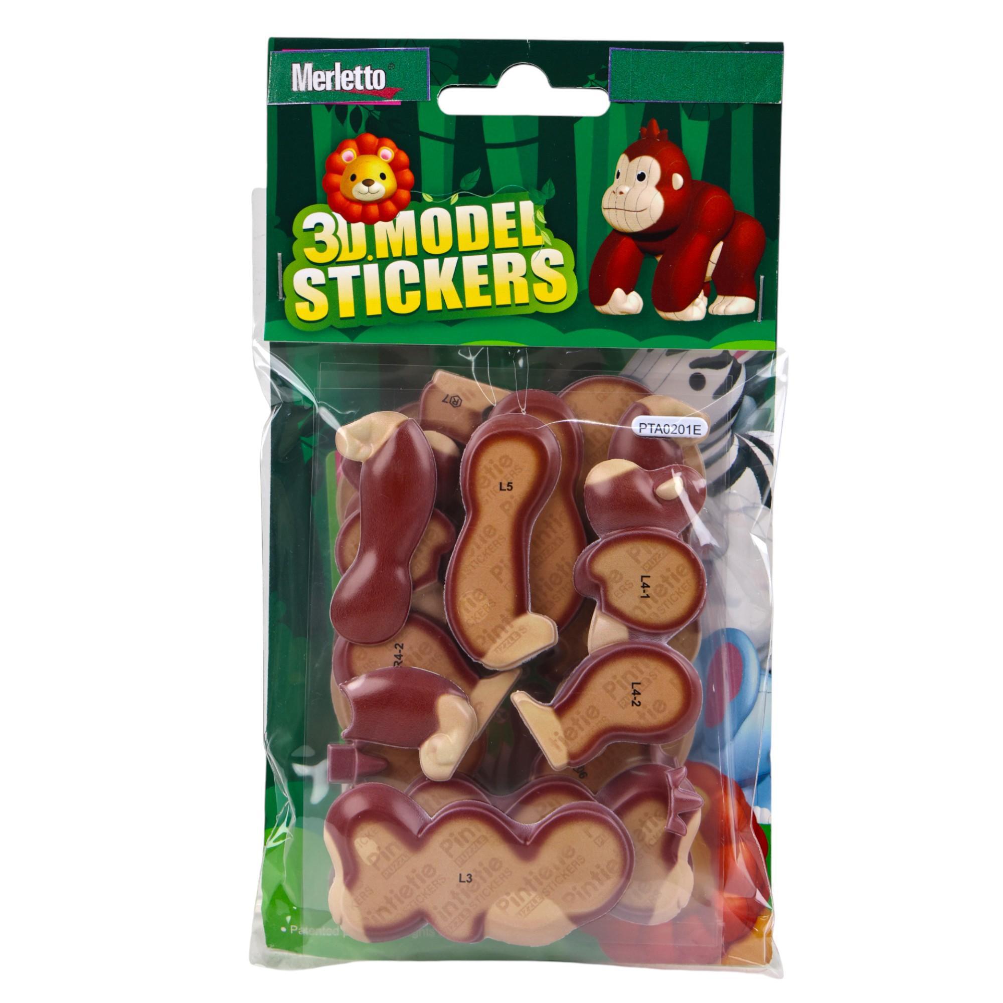 144PCSCTN 3D MODEL STICKERS INOPP BAG WITH CARD PACKING. DE - 785-6644555