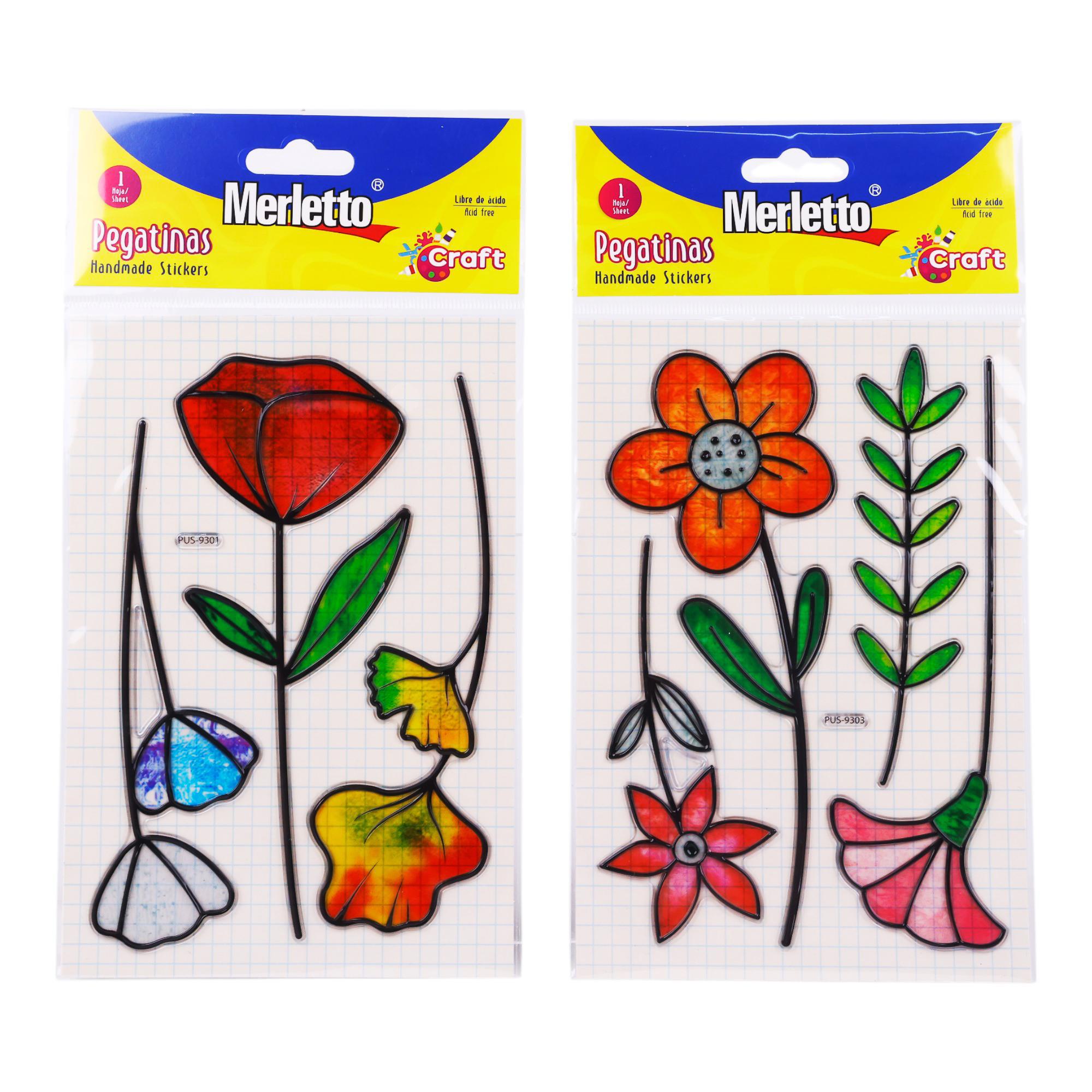 ADESIVO, VITRAIS, FLORES 3D, 1 FOLHA VARIADA - 785-7144338