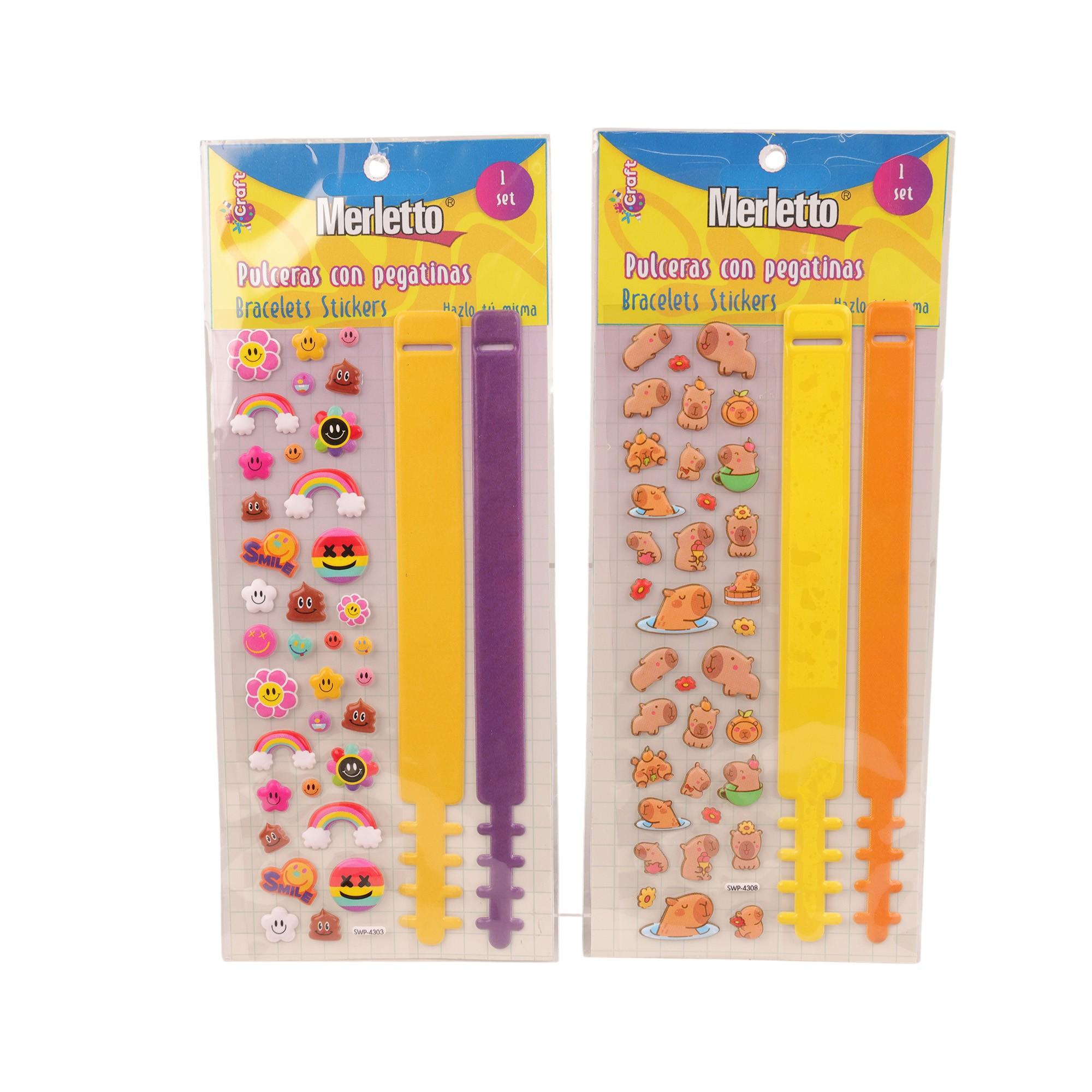 288PCSCTN SHEET FUN WITH STICKERS DIY BRACELETS WITH BACK CA - 785-7144601