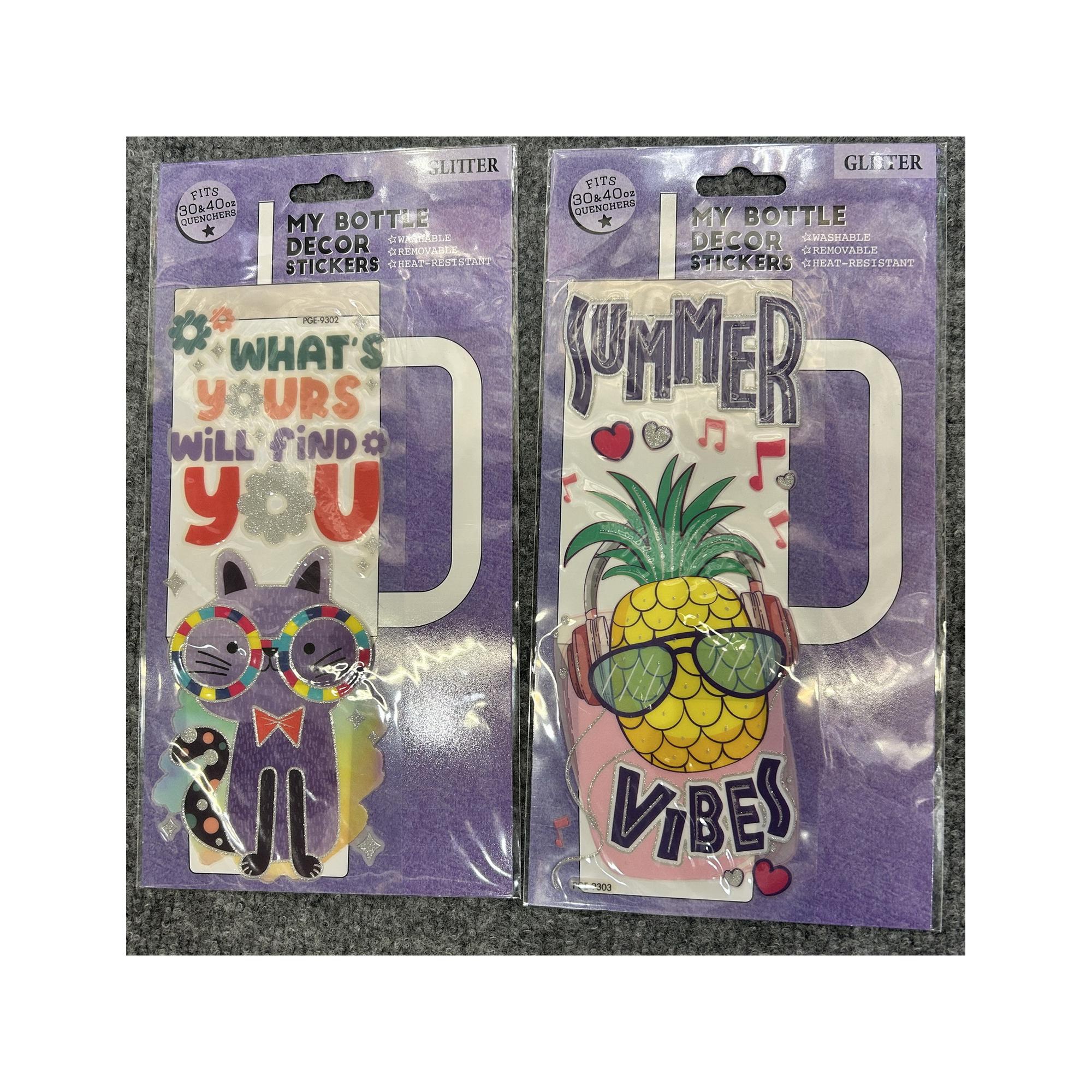 PEGATINA DECORATIVAS PARA TERMOS Y BOTELLAS, 2 DISEÑOS SURT - 785-7144623