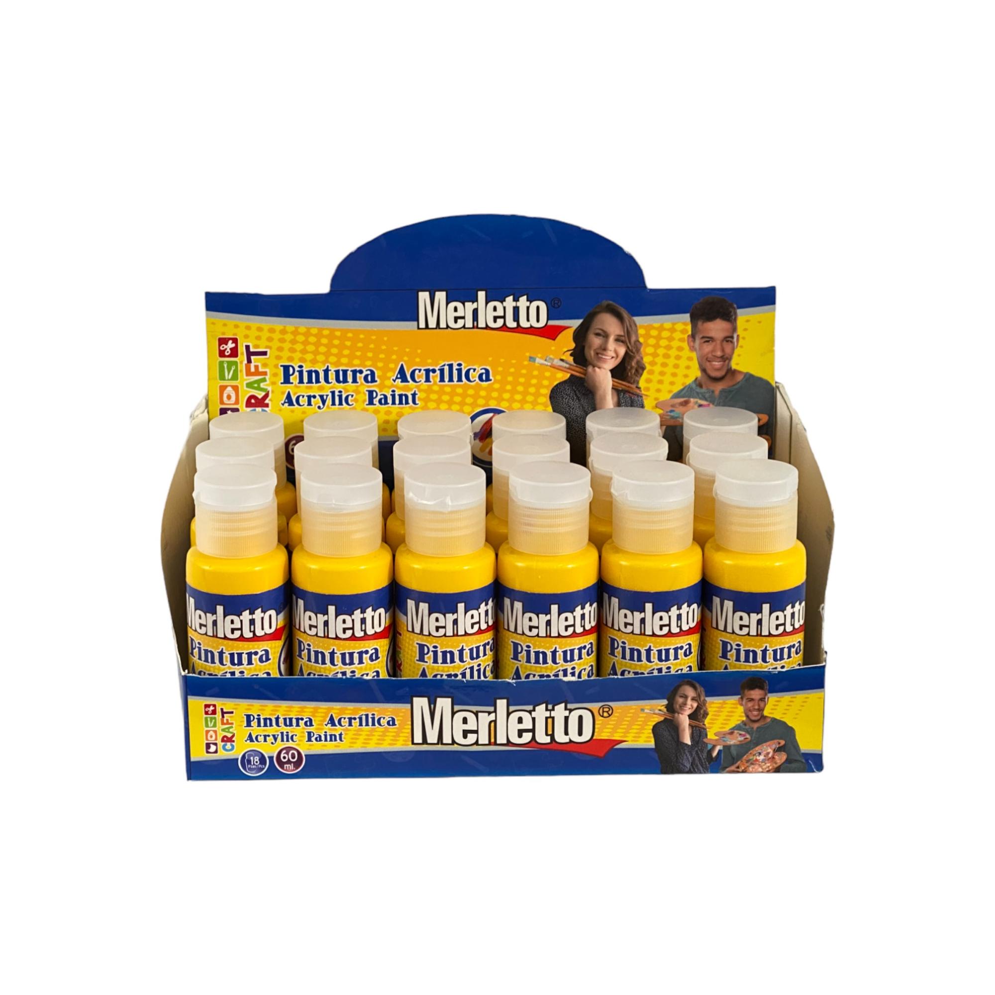 TINTA ACRÍLICA 60 ml, COR AMARELA, DISPLAY DE 18 PEÇAS - 785-718377224