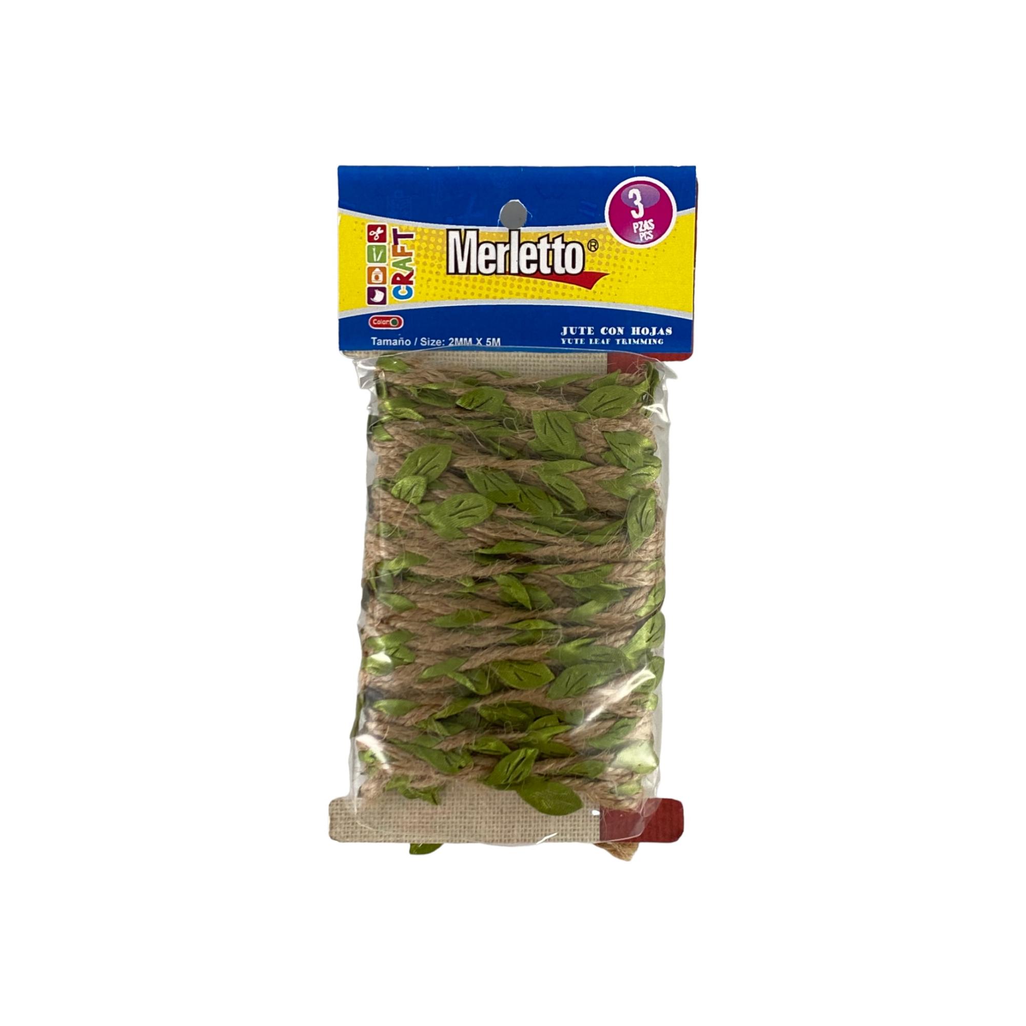 144BAGS/CTN JUTE LEAF TRIMMINGWITH BACK CARD IN OPP BAG PAC - 785-7963826