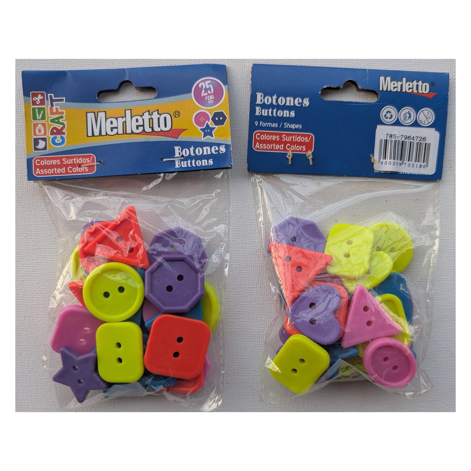 BOTONES 25PZ FORMAS Y COLORES SURTIDOS - 785-7964726