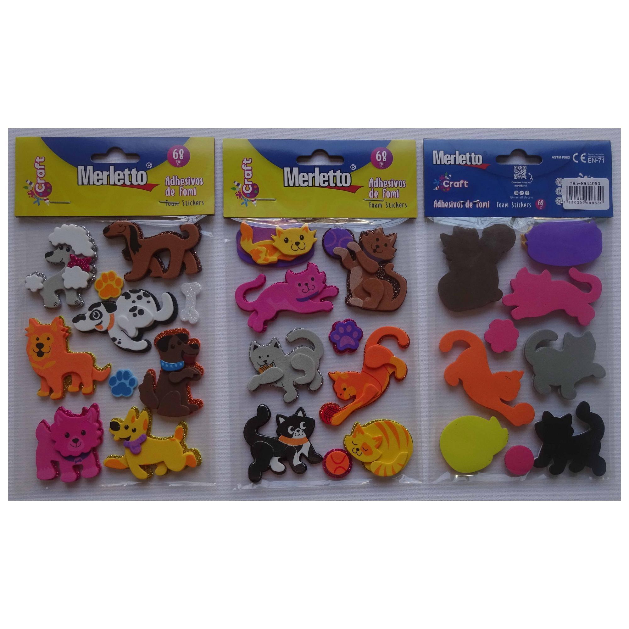 ADHESIVO DE FOMI 3D - PERROS Y GATOS - 785-8944090