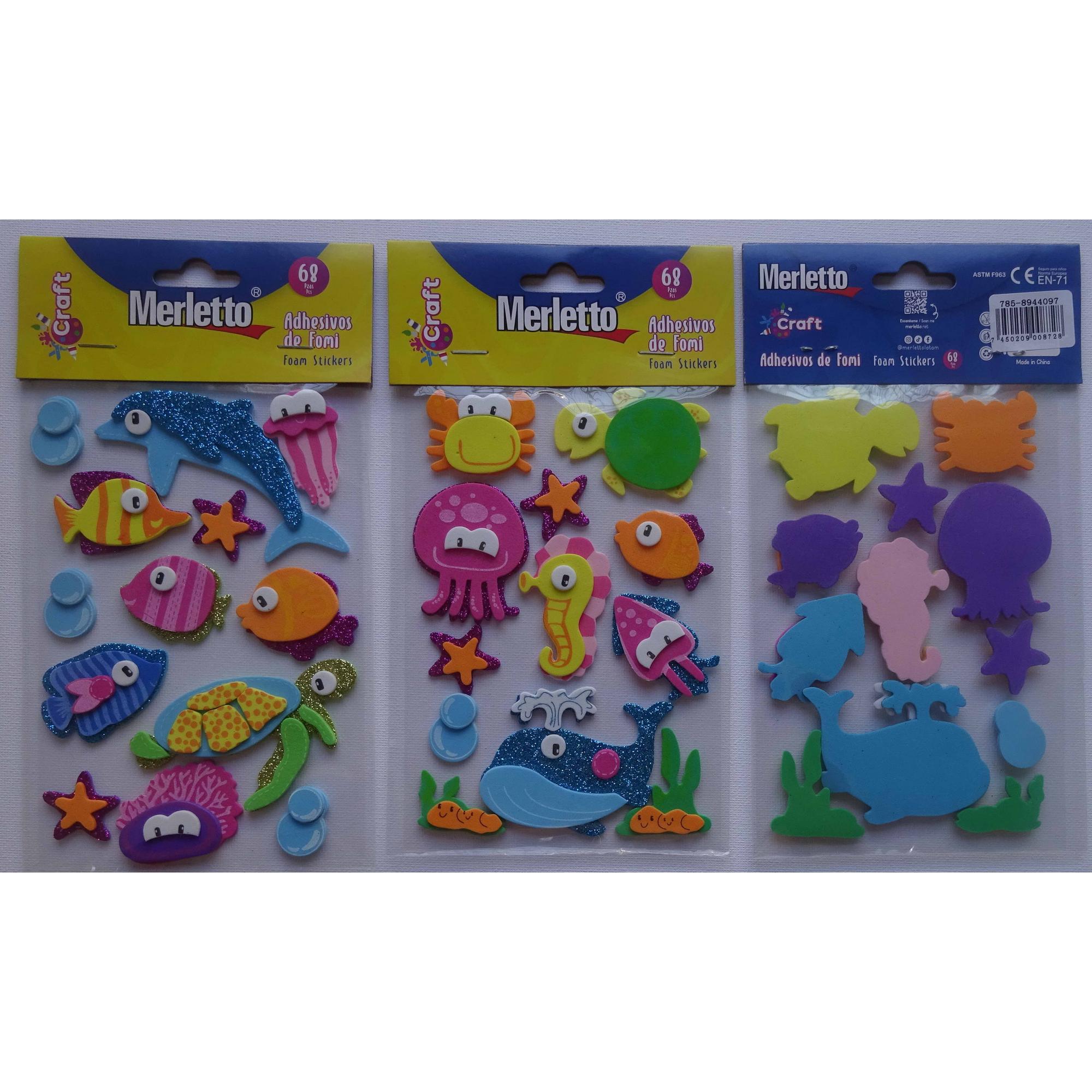 ADHESIVO DE FOMI 3D - ANIMALES MARINOS - 785-8944097