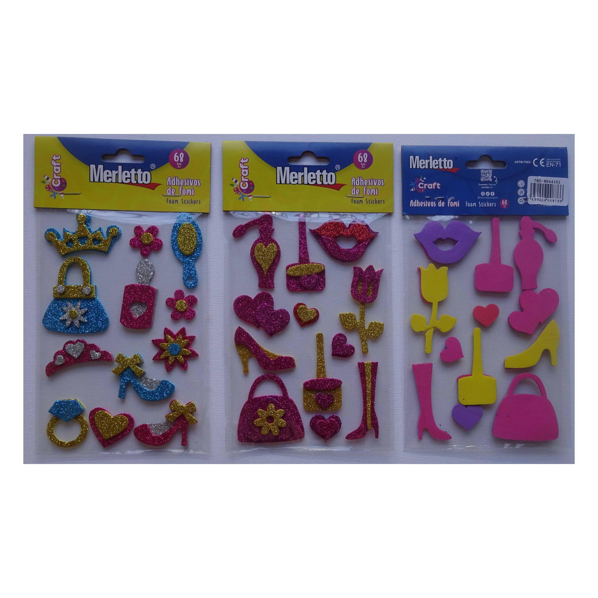 144BAGS/CTN 3D GLITTER FOAM STICKERS ON PET SHEET IN OPP BAG - 785-8944101