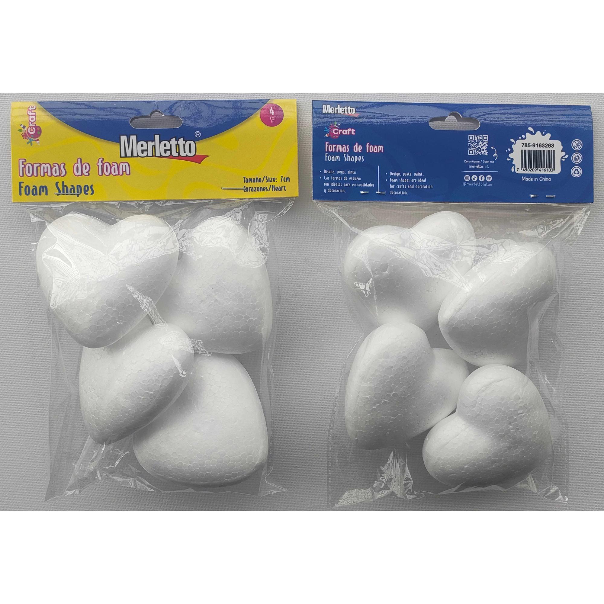 4 PEÇAS EM FORMAS DE ESPUMA DE 7,5 CM (CORAÇÃO) - 785-9163263