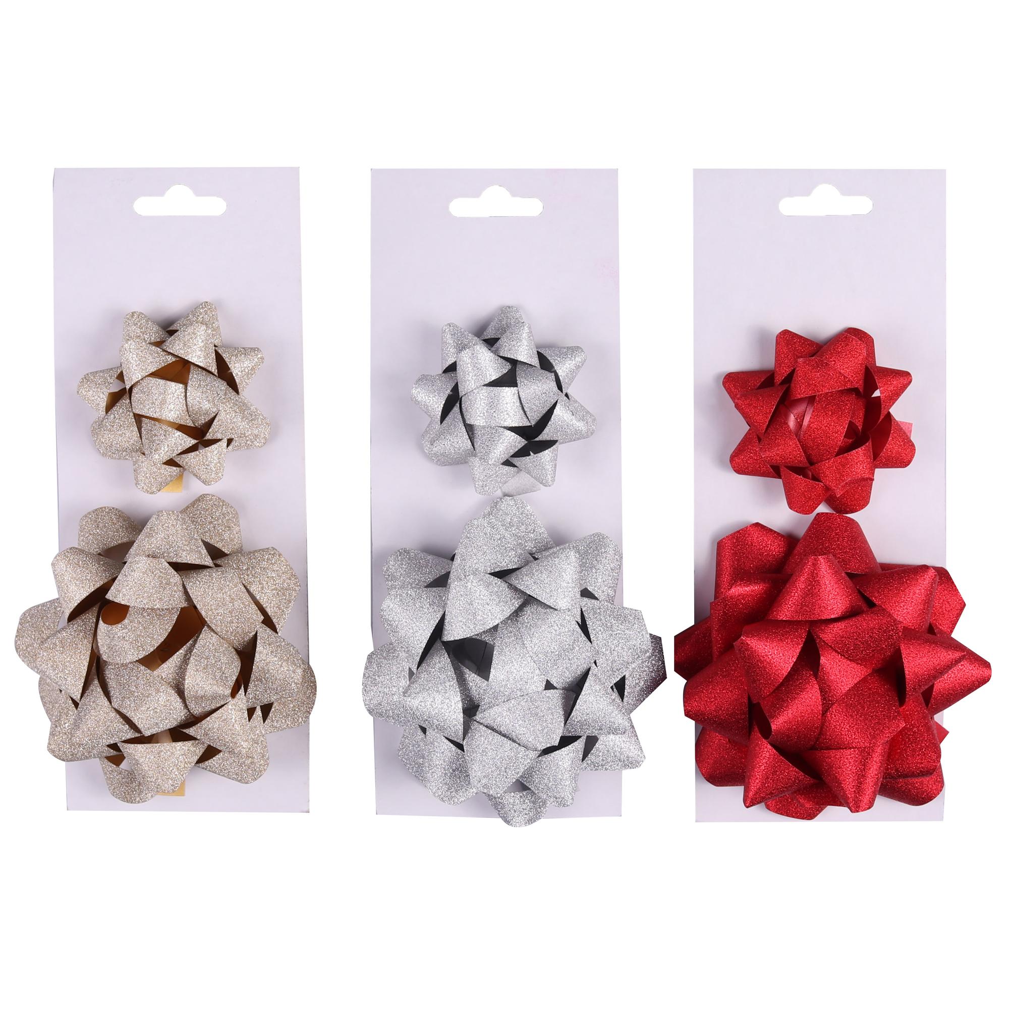 FROSTED GIFT BOWS 2.5 inch & 4 inch - 786-8070666