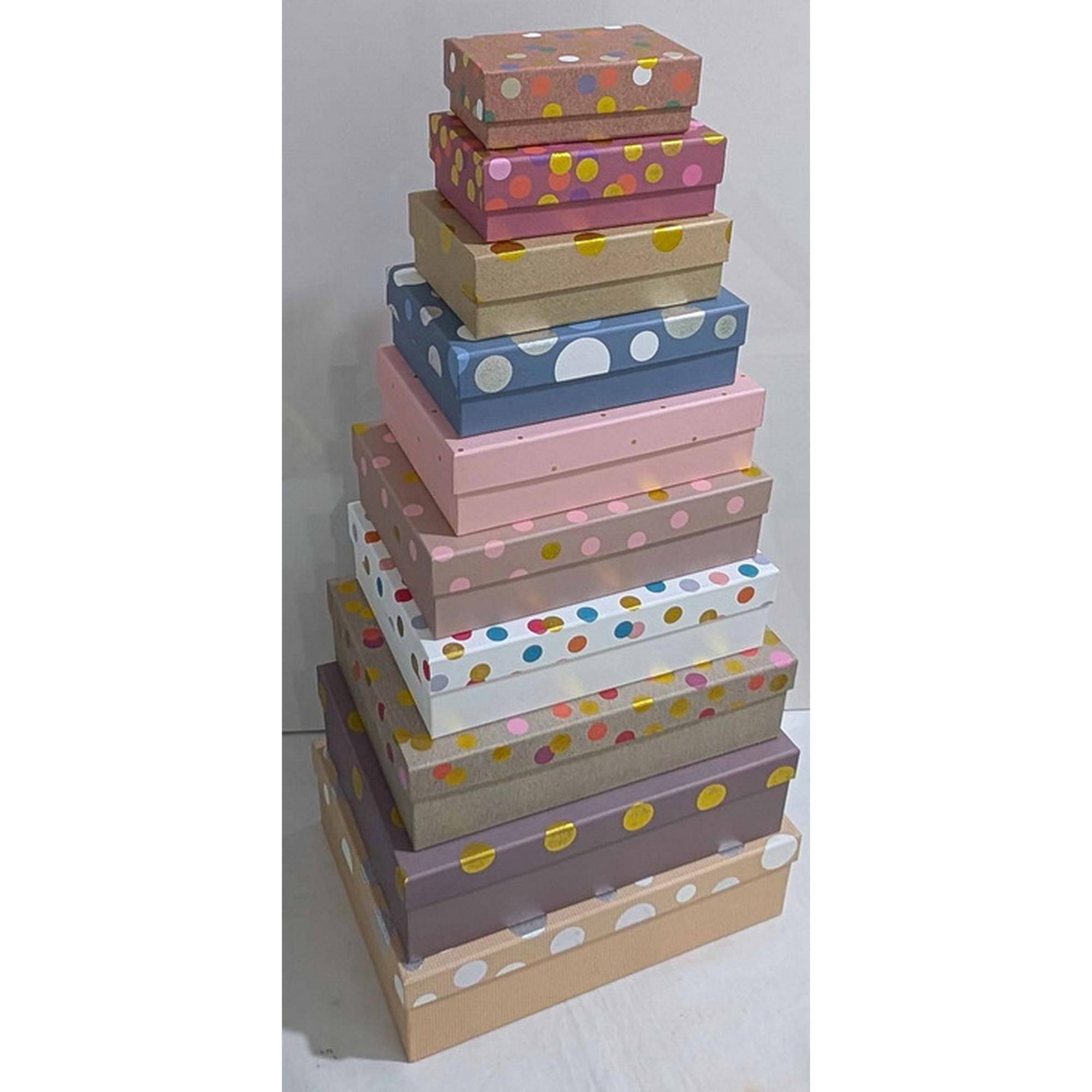 SET DE 10 CAJAS DE REGALOS TAMANOS SURTIDOS - 786-8532463