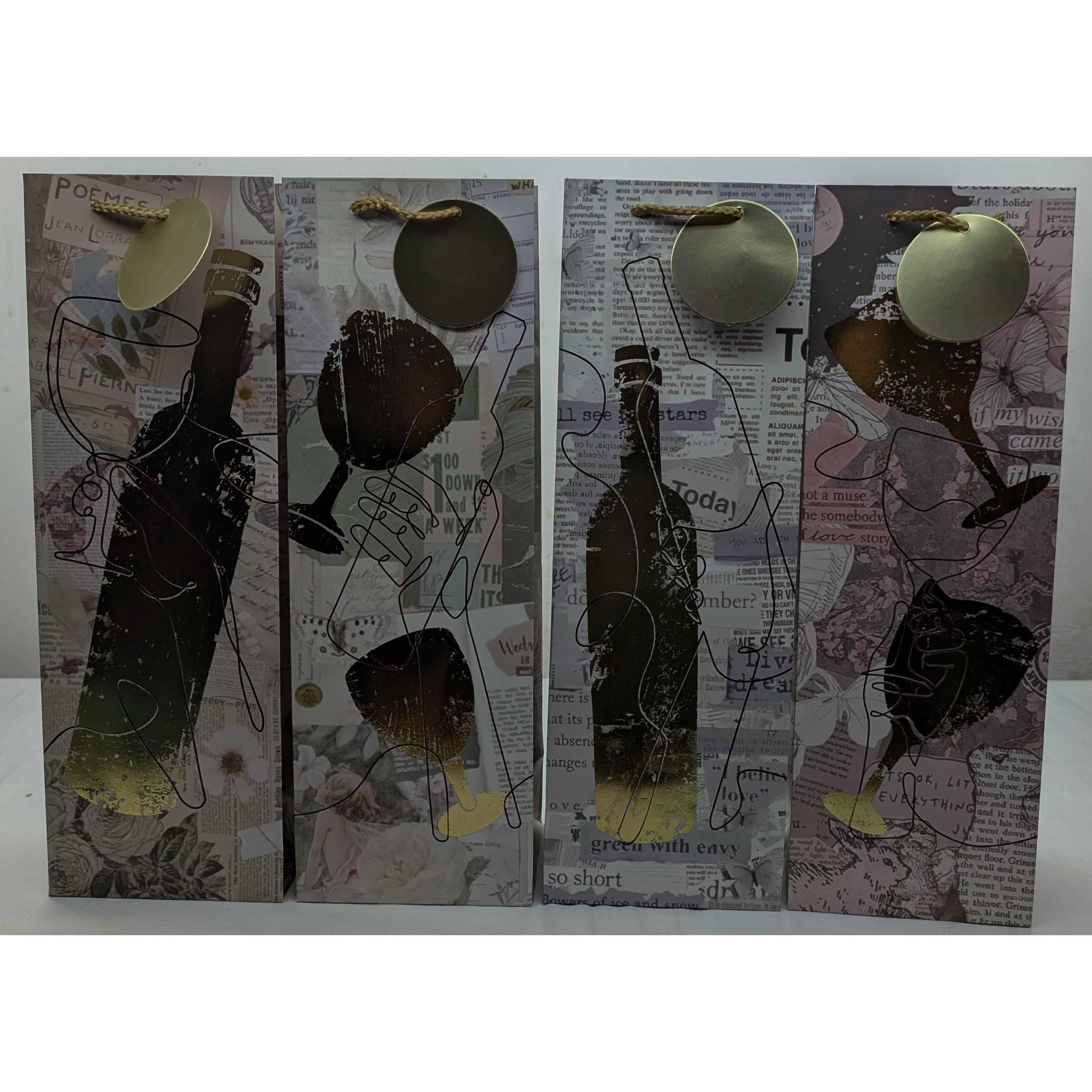 360PCSCTN PAPER WINE BAG MERLETTO GOLD HANG TAG 210G WHITE C - 786-8892321